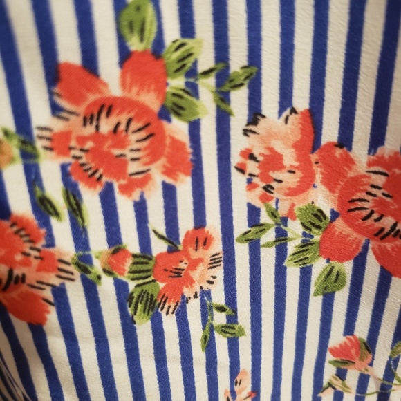 Blue Pinstripe Floral "Hint of Blush" dress - Picture 4 of 6